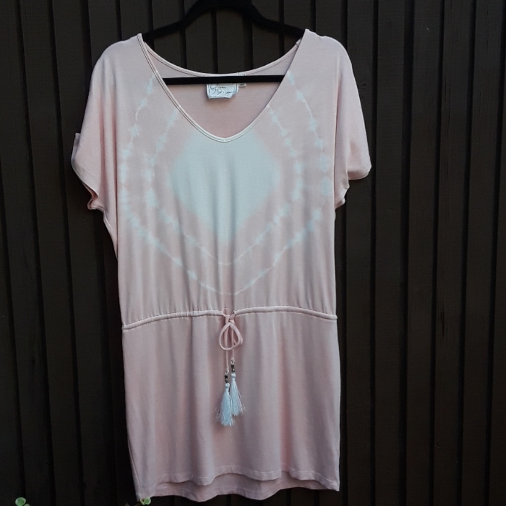 Green dragon light pink dress Small